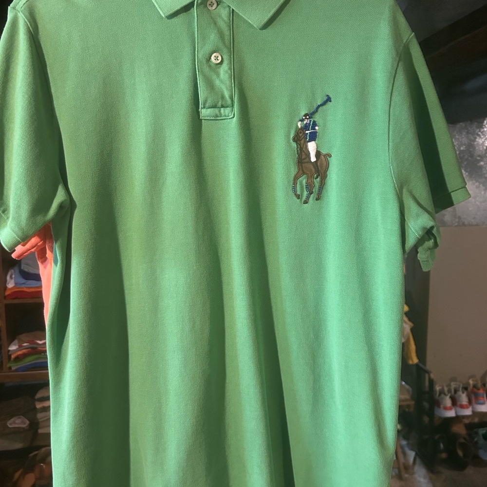 Green Polo Shirt with Embroidered Logo